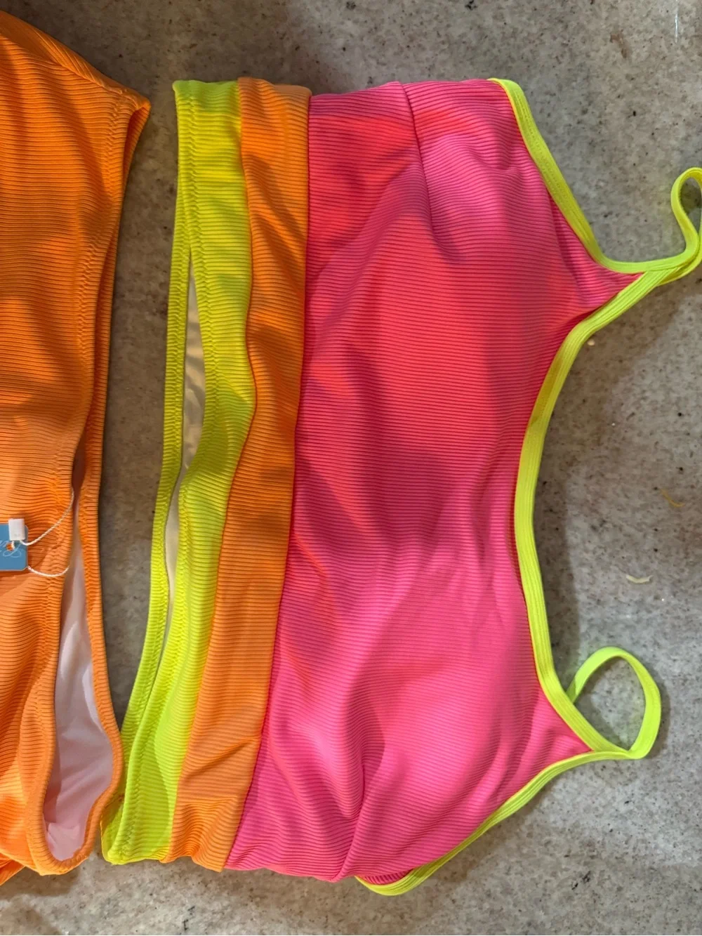 Pool Bright Neon Two-Piece Swimsuit - Pink, Orange & Yellow Trim